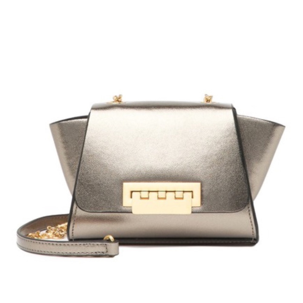 ZAC Zac Posen Eartha Metallic Silver Mini Crossbody Bag $295 Retail dust bag NEW - Picture 3 of 10